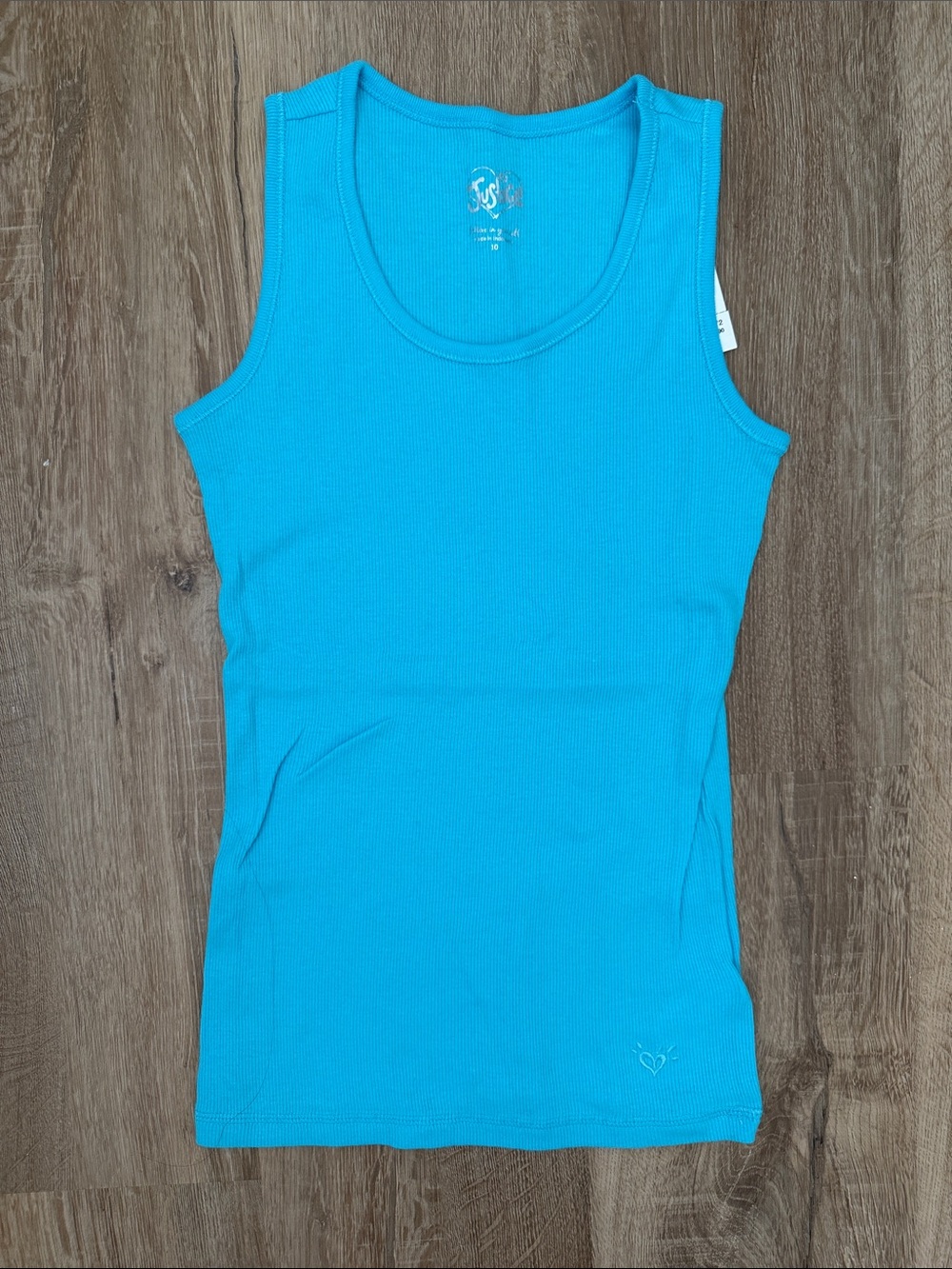 Justice Girls Turquoise Ribbed Tank Top, Size 10